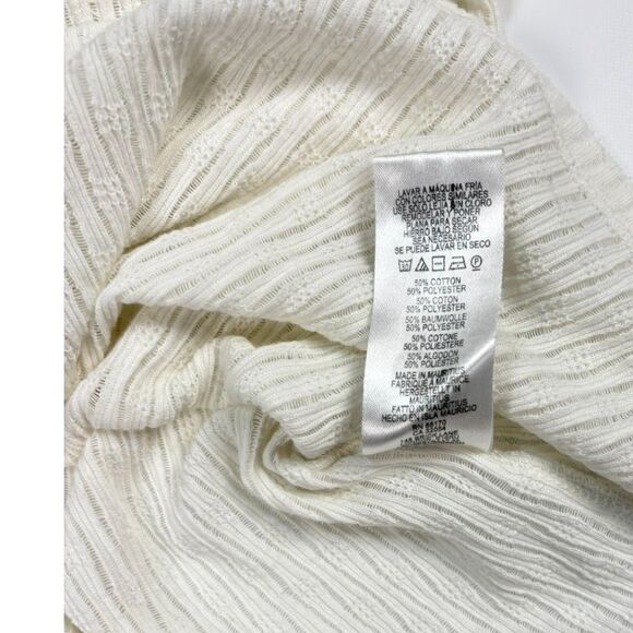 Anthropologie Pilcro Women’s XL Sheer Ribbed Long Sleeve Top Off White - Picture 5 of 6